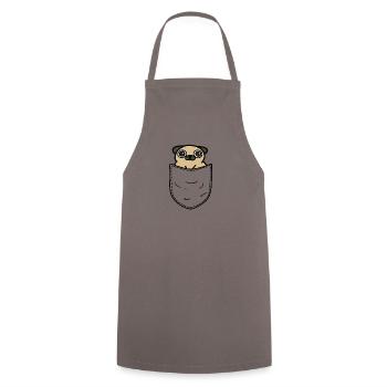 Pug Bulldog in Pocket Chest Bag Dog Gift - Cooking Apron - grey - Front - AI Model Male 185 dark (185cm)