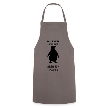 Pinguin laufe - laufen - Kochschürze - Grau - Vorne - AI Model Male 185 dark (185cm)