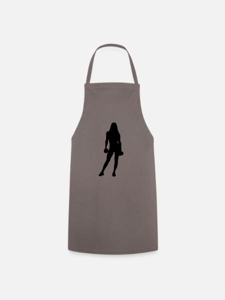 fitness frau silhouette - Kochschürze - Grau