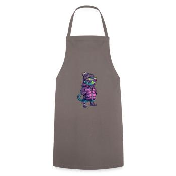 Caméléon Bande dessinée cool - Tablier de cuisine - gris - Devant - AI Model Male 185 dark (185cm)