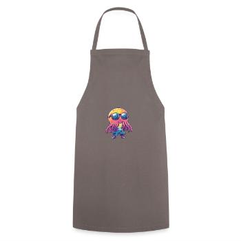 Vacances de bande dessinée de méduse - Tablier de cuisine - gris - Devant - AI Model Male 185 dark (185cm)