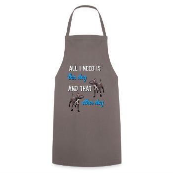 All I need is this dog and that other dog - Cooking Apron - grey - Front - AI Model Male 185 dark (185cm)