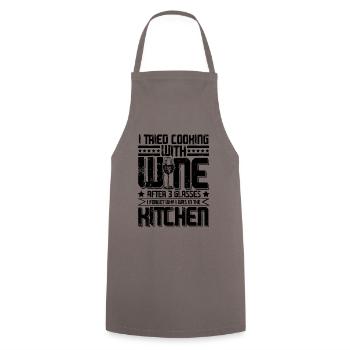 Rotwein Küche - Kochschürze - Grau - Vorne - AI Model Male 185 dark (185cm)