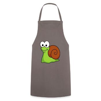 Schnecke Comic Tier - Kochschürze - Grau - Vorne - AI Model Male 185 dark (185cm)
