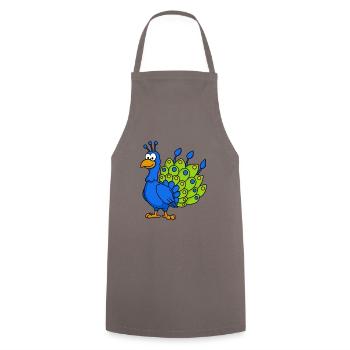 Peacock Comic Animal - Cooking Apron - grey - Front - AI Model Male 185 dark (185cm)