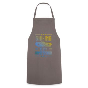 Ski Skiing - Cooking Apron - grey - Front - AI Model Male 185 dark (185cm)