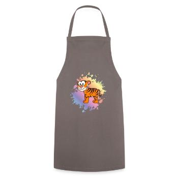 Tiger Comic Animal - Cooking Apron - grey - Front - AI Model Male 185 dark (185cm)