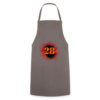 28 Zahl Klecks - Kochschürze - Grau - Vorne - AI Model Male 185 dark (185cm)