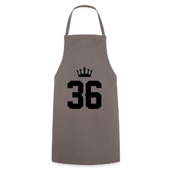 36 Number crown - Cooking Apron - grey - Front - AI Model Male 185 dark (185cm)