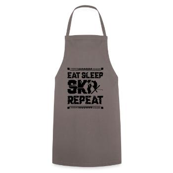 Eat Sleep Ski Repeat - Kochschürze - Grau - Vorne - AI Model Male 185 dark (185cm)