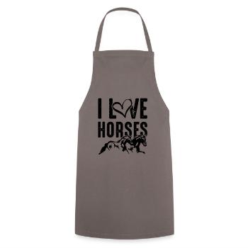 I love Horses - Kochschürze - Grau - Vorne - AI Model Male 185 dark (185cm)