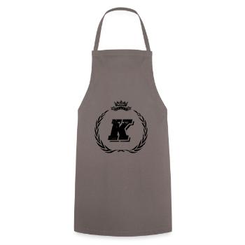 K Buchstabe Kranz - Kochschürze - Grau - Vorne - AI Model Male 185 dark (185cm)