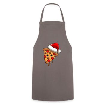 Pizza Weihnachten Comic Xmas - Kochschürze - Grau - Vorne - AI Model Male 185 dark (185cm)