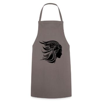 Viking Woman Viking Warrior - Cooking Apron - grey - Front - AI Model Male 185 dark (185cm)