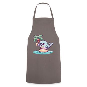 Whale Summer Beach Vacation - Cooking Apron - grey - Front - AI Model Male 185 dark (185cm)