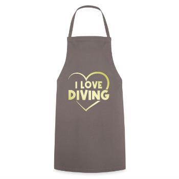 I love diving - Cooking Apron - grey - Front - AI Model Male 185 dark (185cm)
