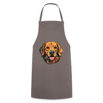 Portrait de chien Golden Retriever - Tablier de cuisine - gris - Devant - AI Model Male 185 dark (185cm)