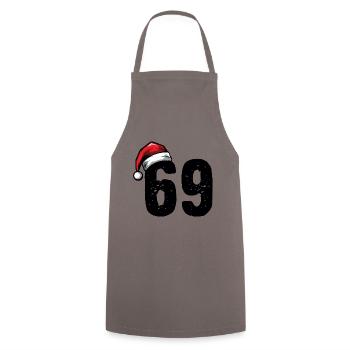 69 Zahl Weihnachten - Kochschürze - Grau - Vorne - AI Model Male 185 dark (185cm)