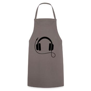 Kopfhörer Symbol - Kochschürze - Grau - Vorne - AI Model Male 185 dark (185cm)