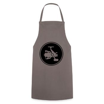 Icône du symbole du moulinet de pêche - Tablier de cuisine - gris - Devant - AI Model Male 185 dark (185cm)