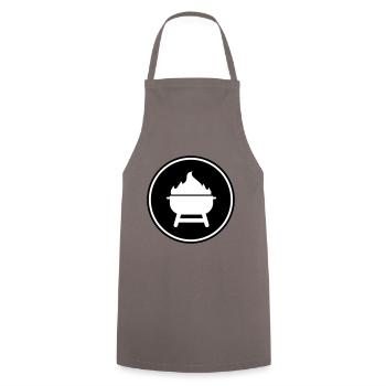 Grill Symbol - Kochschürze - Grau - Vorne - AI Model Male 185 dark (185cm)