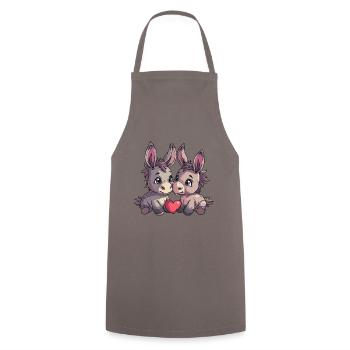 Couple d'ânes amoureux des animaux pour la Saint-Valentin - Tablier de cuisine - gris - Devant - AI Model Male 185 dark (185cm)
