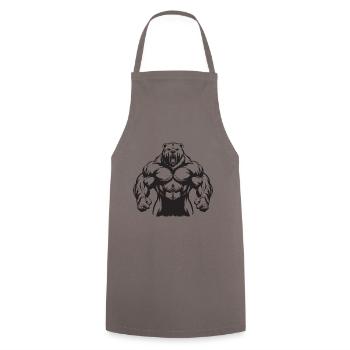 Bear Grizzly Gym Muscles Bodybuilding - Cooking Apron - grey - Front - AI Model Male 185 dark (185cm)