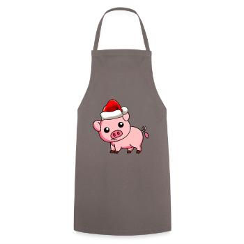 Pig Comic Christmas - Cooking Apron - grey - Front - AI Model Male 185 dark (185cm)