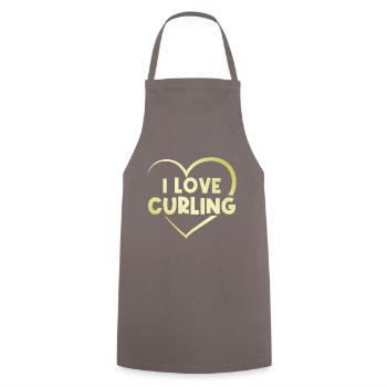 I love curling heart - Cooking Apron - grey - Front - AI Model Male 185 dark (185cm)