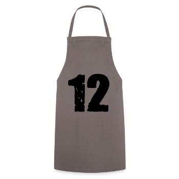 12 Zahl Trikot - Kochschürze - Grau - Vorne - AI Model Male 185 dark (185cm)