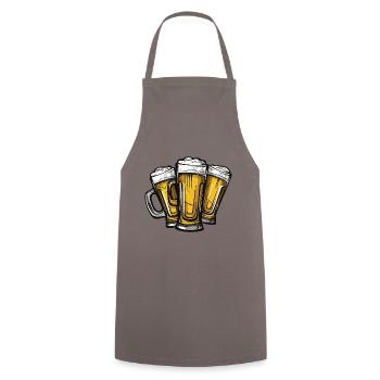 Bier Anstoßen Party - Kochschürze - Grau - Vorne - AI Model Male 185 dark (185cm)