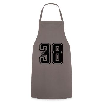 Symbole numérique 38 - Tablier de cuisine - gris - Devant - AI Model Male 185 dark (185cm)