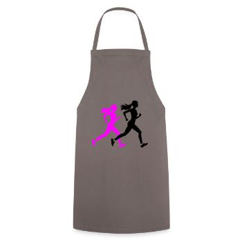 Running Marathon Woman Silhouette - Cooking Apron - grey - Front - AI Model Male 185 dark (185cm)