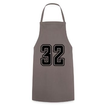 32 number symbol - Cooking Apron - grey - Front - AI Model Male 185 dark (185cm)
