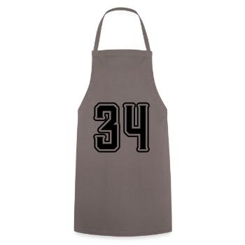 34 Zahl symbol - Kochschürze - Grau - Vorne - AI Model Male 185 dark (185cm)