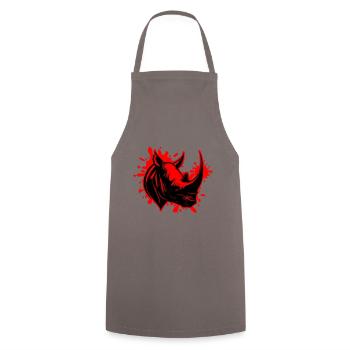 Rhinoceros Animal Head - Cooking Apron - grey - Front - AI Model Male 185 dark (185cm)