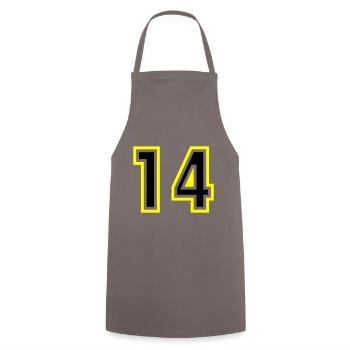 14 Number College - Cooking Apron - grey - Front - AI Model Male 185 dark (185cm)