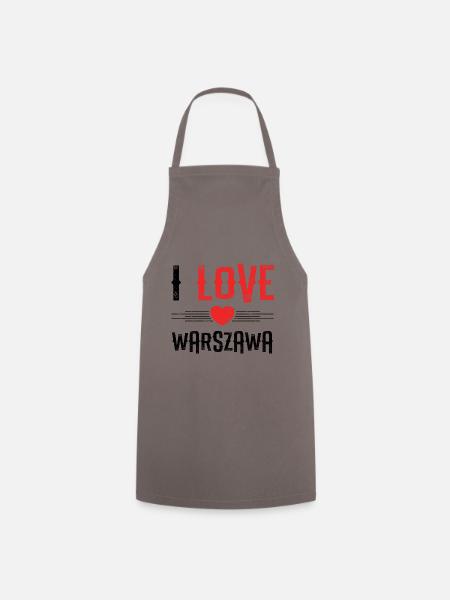 I Love Warschau - Kochschürze - Grau