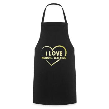 I love Nordic Walking heart - Cooking Apron - black - Front - AI Model Male 185 dark (185cm)