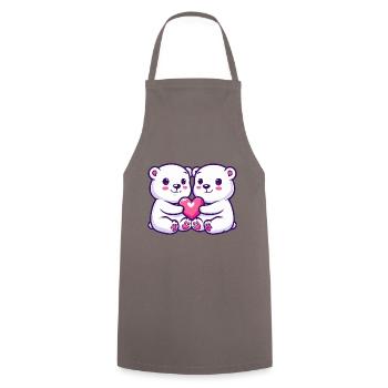 Couple d’ours polaires amoureux Animal Saint-Valentin - Tablier de cuisine - gris - Devant - AI Model Male 185 dark (185cm)