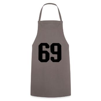 69 Zahl Trikot - Kochschürze - Grau - Vorne - AI Model Male 185 dark (185cm)