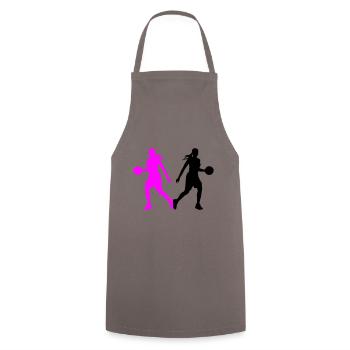 Basketball Player Silhouette Basketball Player Fra - Cooking Apron - grey - Front - AI Model Male 185 dark (185cm)