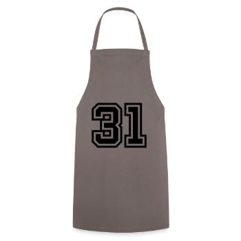 Symbole numérique 31 - Tablier de cuisine - gris - Devant - AI Model Male 185 dark (185cm)
