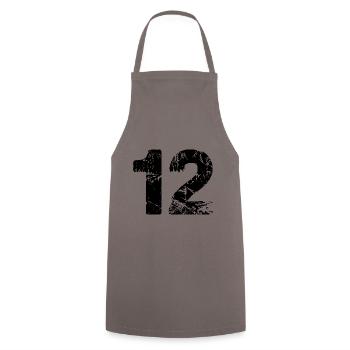 12 Zahl Trikot - Kochschürze - Grau - Vorne - AI Model Male 185 dark (185cm)