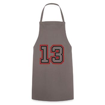 13 Numéro de numéro - Tablier de cuisine - gris - Devant - AI Model Male 185 dark (185cm)