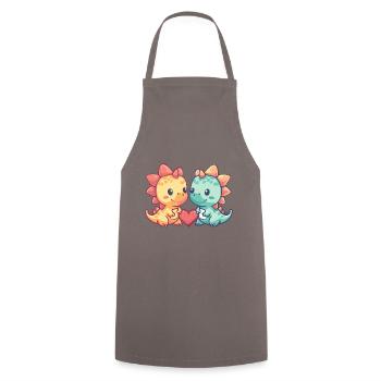 Dinosaure Stégosaure Couple Amoureux Saint Valentin - Tablier de cuisine - gris - Devant - AI Model Male 185 dark (185cm)