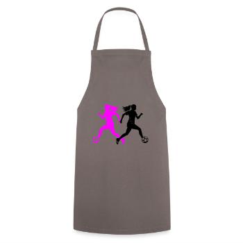 Female Soccer Player Silhouette Soccer Player Woman - Cooking Apron - grey - Front - AI Model Male 185 dark (185cm)