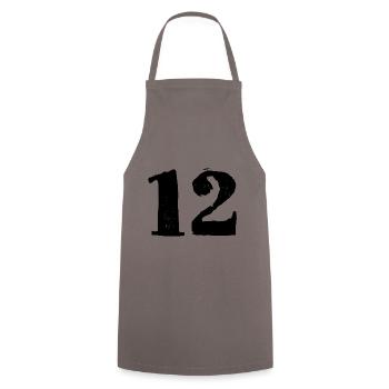 12 Zahl Trikot - Kochschürze - Grau - Vorne - AI Model Male 185 dark (185cm)