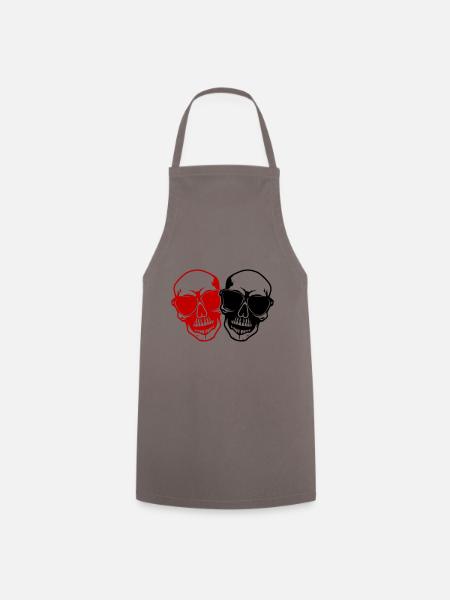 Stylisch Totenkopf - Kochschürze - Grau