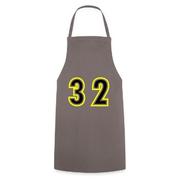 32 Number College - Cooking Apron - grey - Front - AI Model Male 185 dark (185cm)